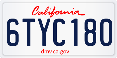CA license plate 6TYC180