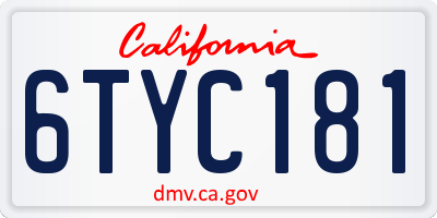 CA license plate 6TYC181