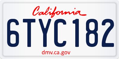 CA license plate 6TYC182
