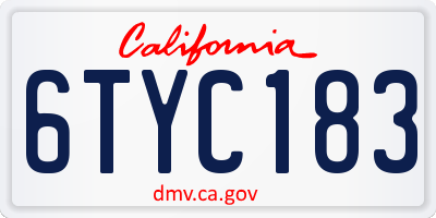 CA license plate 6TYC183