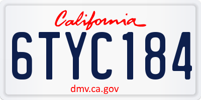 CA license plate 6TYC184