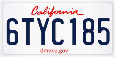 CA license plate 6TYC185