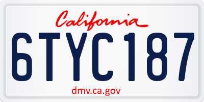 CA license plate 6TYC187