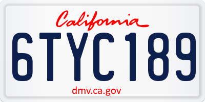 CA license plate 6TYC189