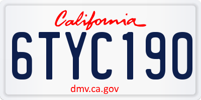 CA license plate 6TYC190
