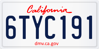CA license plate 6TYC191