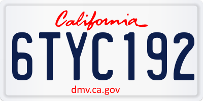 CA license plate 6TYC192