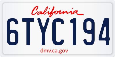 CA license plate 6TYC194