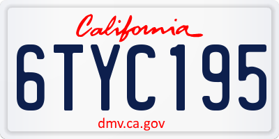 CA license plate 6TYC195
