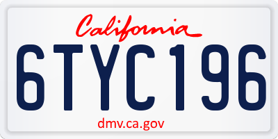 CA license plate 6TYC196