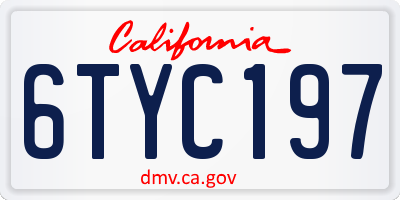 CA license plate 6TYC197