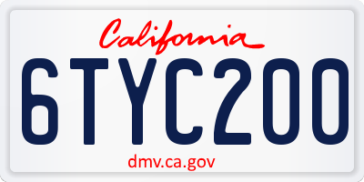 CA license plate 6TYC200