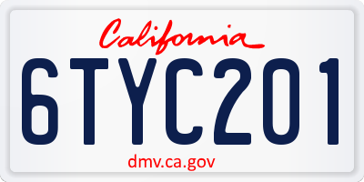 CA license plate 6TYC201