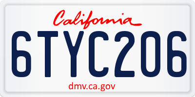 CA license plate 6TYC206