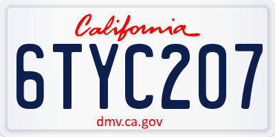 CA license plate 6TYC207