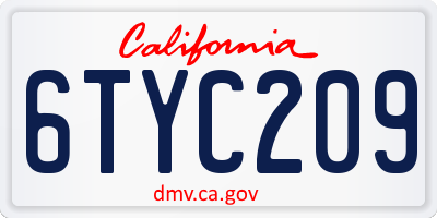 CA license plate 6TYC209