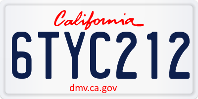 CA license plate 6TYC212