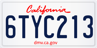 CA license plate 6TYC213