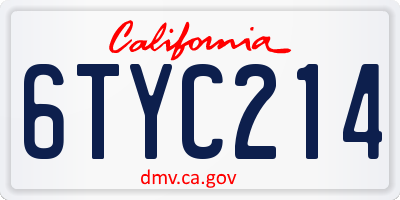 CA license plate 6TYC214
