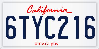 CA license plate 6TYC216