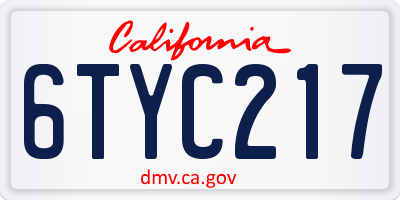 CA license plate 6TYC217