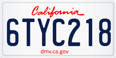 CA license plate 6TYC218