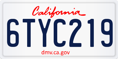 CA license plate 6TYC219