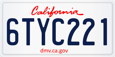 CA license plate 6TYC221