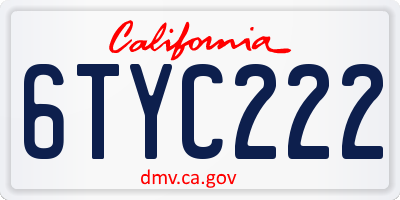 CA license plate 6TYC222