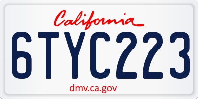 CA license plate 6TYC223