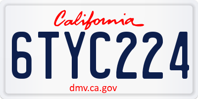 CA license plate 6TYC224