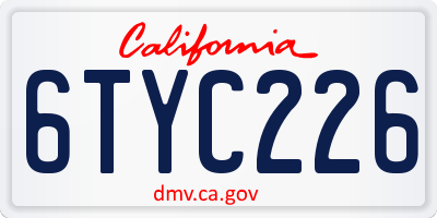 CA license plate 6TYC226