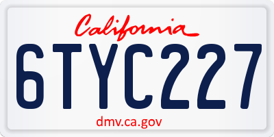 CA license plate 6TYC227