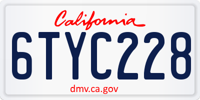 CA license plate 6TYC228