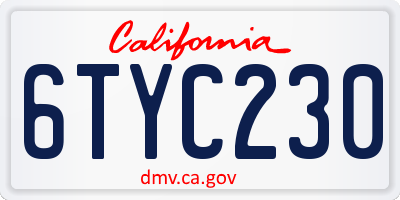 CA license plate 6TYC230