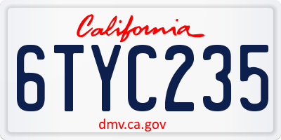CA license plate 6TYC235