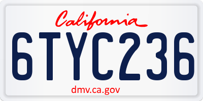 CA license plate 6TYC236
