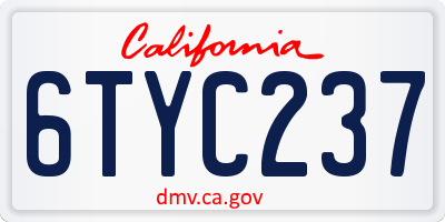 CA license plate 6TYC237