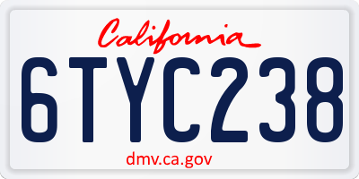 CA license plate 6TYC238
