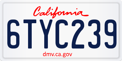 CA license plate 6TYC239