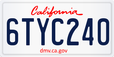 CA license plate 6TYC240