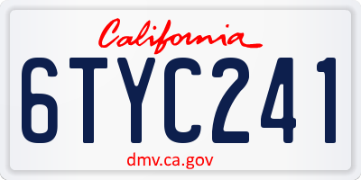 CA license plate 6TYC241
