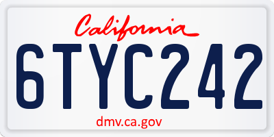 CA license plate 6TYC242