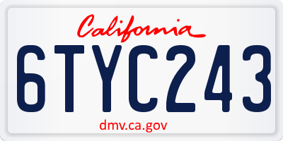 CA license plate 6TYC243