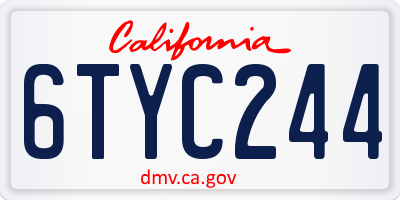 CA license plate 6TYC244
