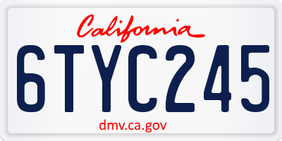 CA license plate 6TYC245