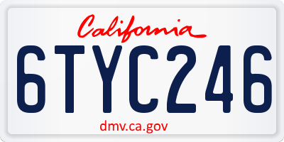 CA license plate 6TYC246