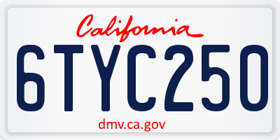 CA license plate 6TYC250