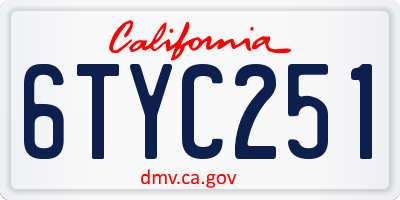CA license plate 6TYC251