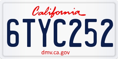 CA license plate 6TYC252